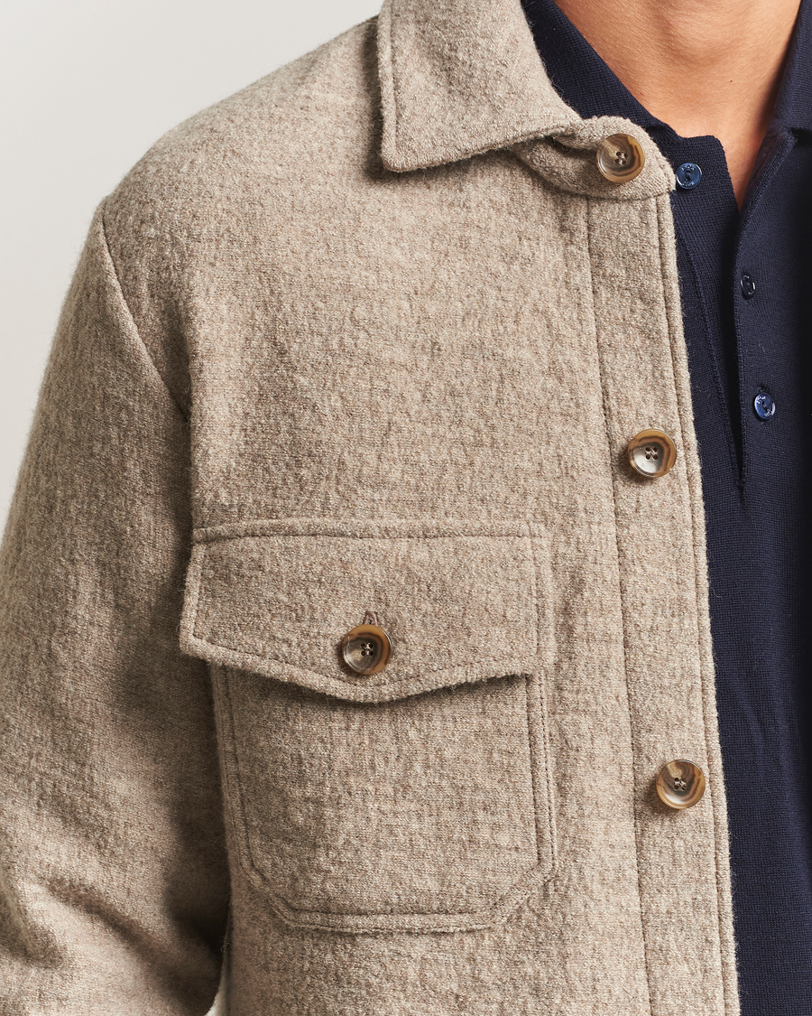 Men | Shirts | Stenströms | Felted Wool Overshirt Beige
