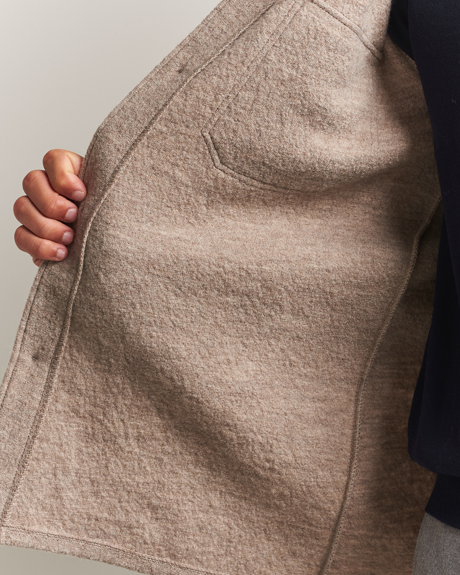 Men | Shirts | Stenströms | Felted Wool Overshirt Beige