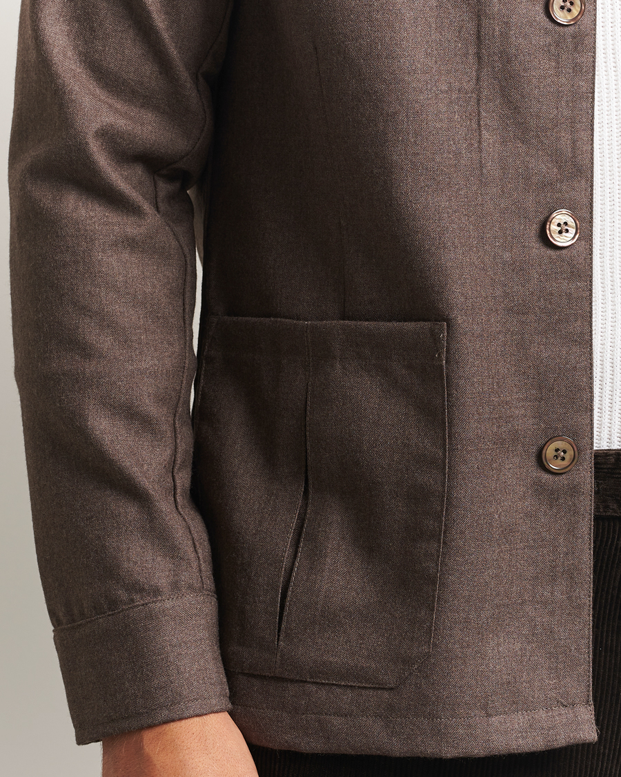 Men | Shirts | Stenströms | Wool Overshirt Brown