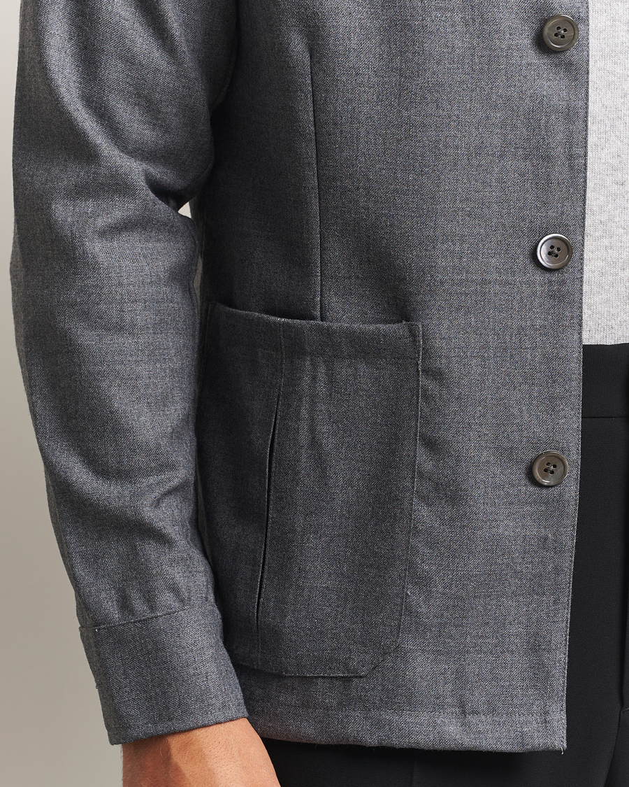 Men | Shirts | Stenströms | Wool Overshirt Grey