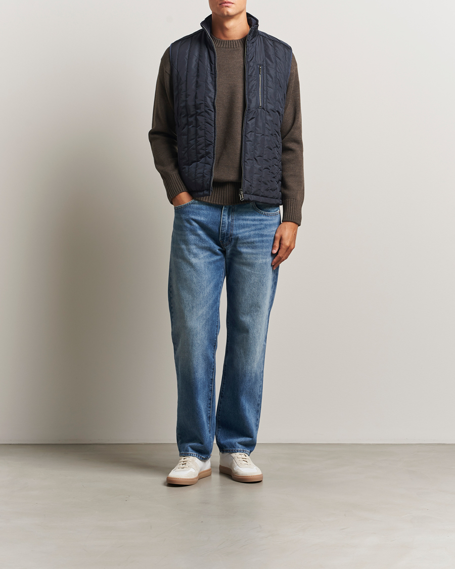 Men | Gilets | Stenströms | Nylon Quilted Light Padded Vest Navy