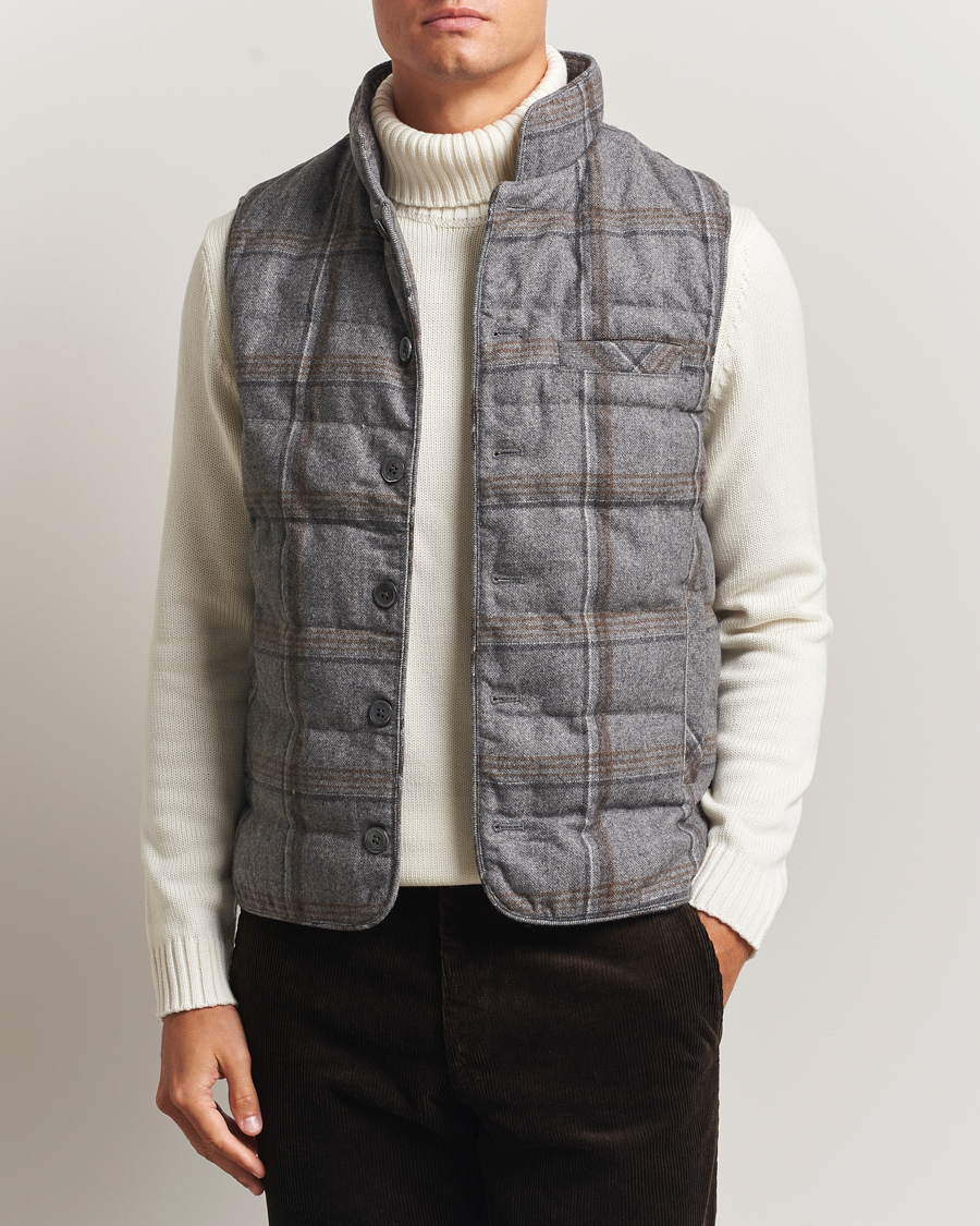 Stenströms Check Wool Padded Vest Grey at CareOfCarl.com