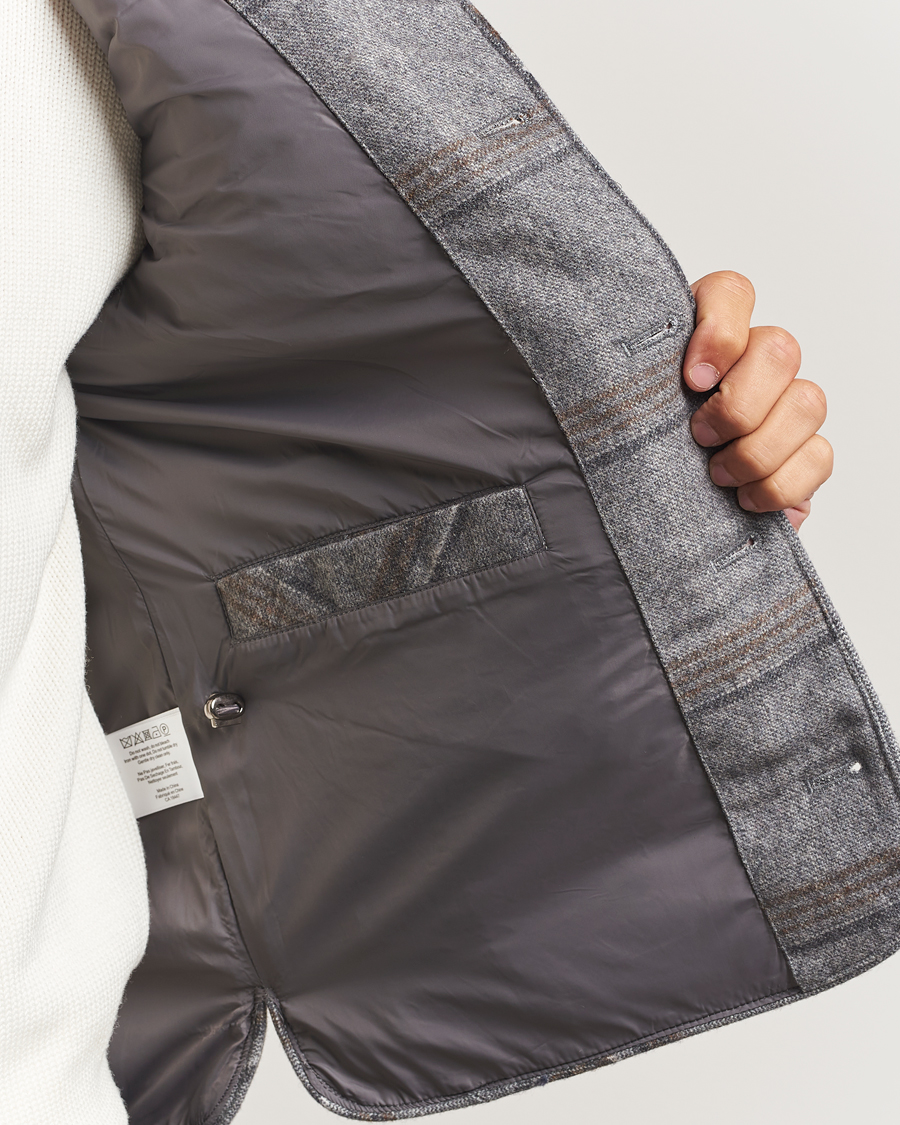 Men | Gilets | Stenströms | Check Wool Padded Vest Grey