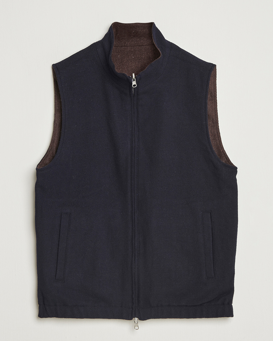 Men | Coats & Jackets | Stenströms | Reversible Wool Vest Navy