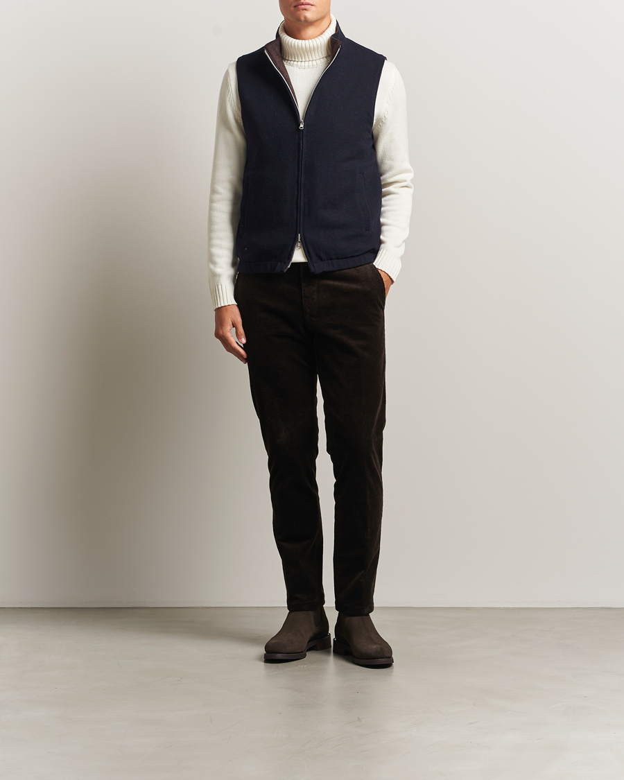 Stenströms Reversible Wool Vest Navy at CareOfCarl.com