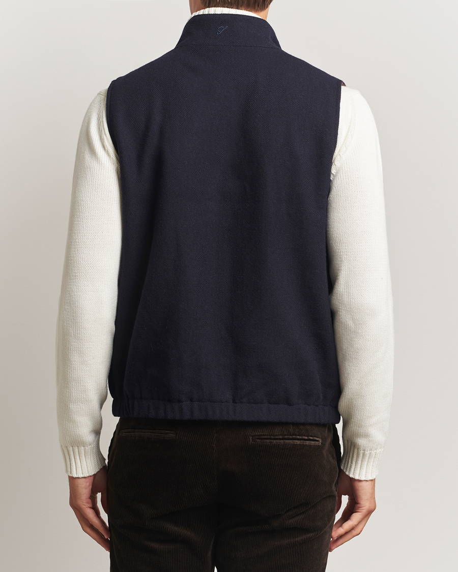 Men | Coats & Jackets | Stenströms | Reversible Wool Vest Navy