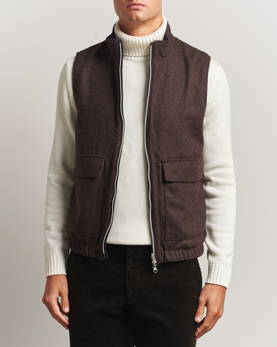 Men | Coats & Jackets | Stenströms | Reversible Wool Vest Navy