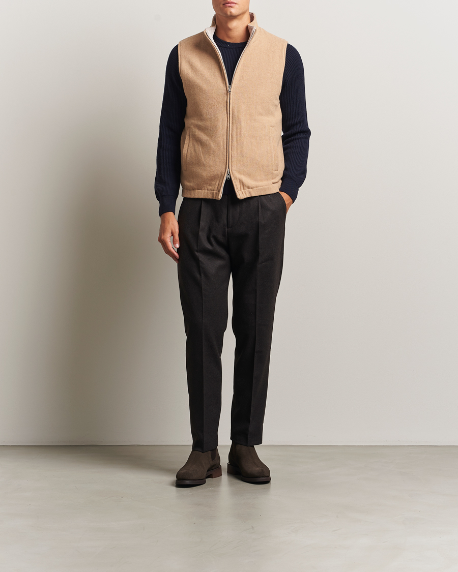 Men | Gilets | Stenströms | Reversible Wool Vest Beige