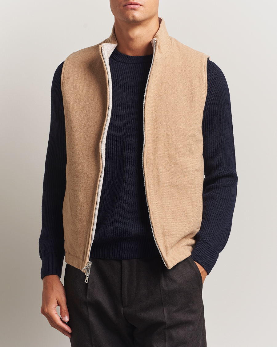 Stenströms Reversible Wool Vest Beige at CareOfCarl.com