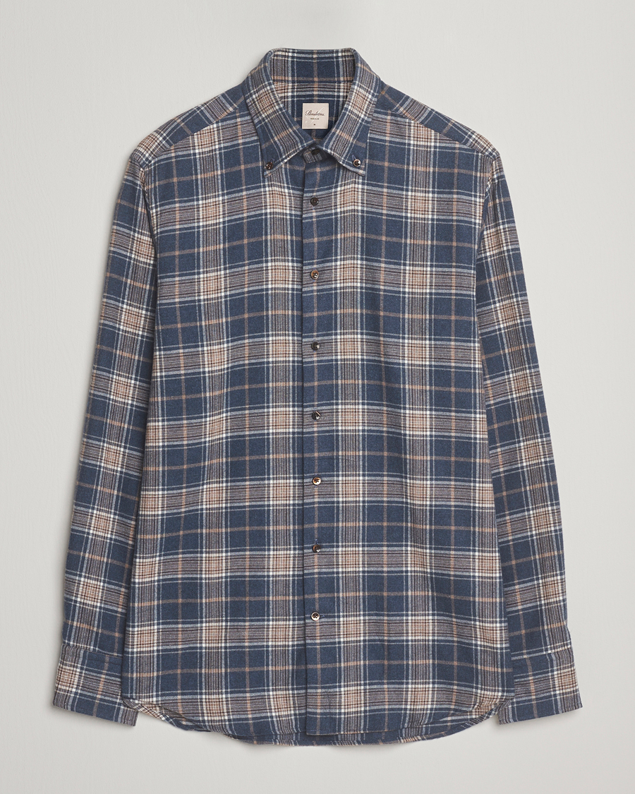 Men | Shirts | Stenströms | Regular Fit Multi Check Flannel Shirt Blue/Brown