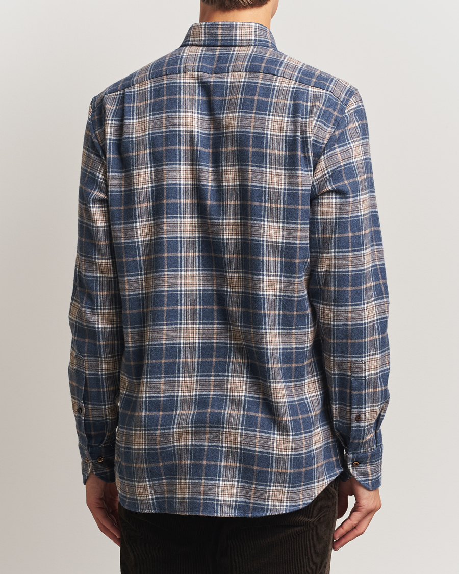 Men | Shirts | Stenströms | Regular Fit Multi Check Flannel Shirt Blue/Brown