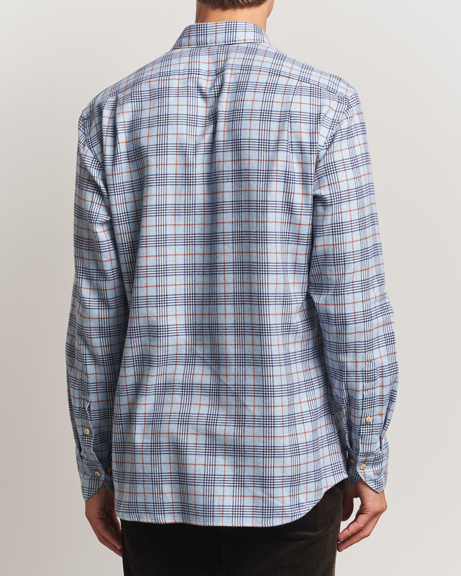 Men | Shirts | Stenströms | Regular Fit Cut Away Check Flannel Shirt Blue