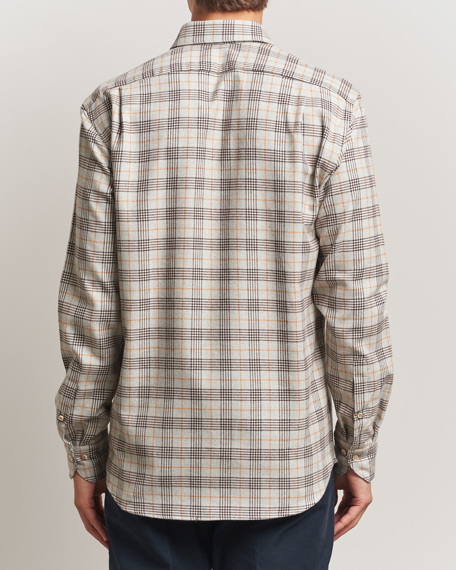 Men | Shirts | Stenströms | Regular Fit Cut Away Check Flannel Shirt Beige