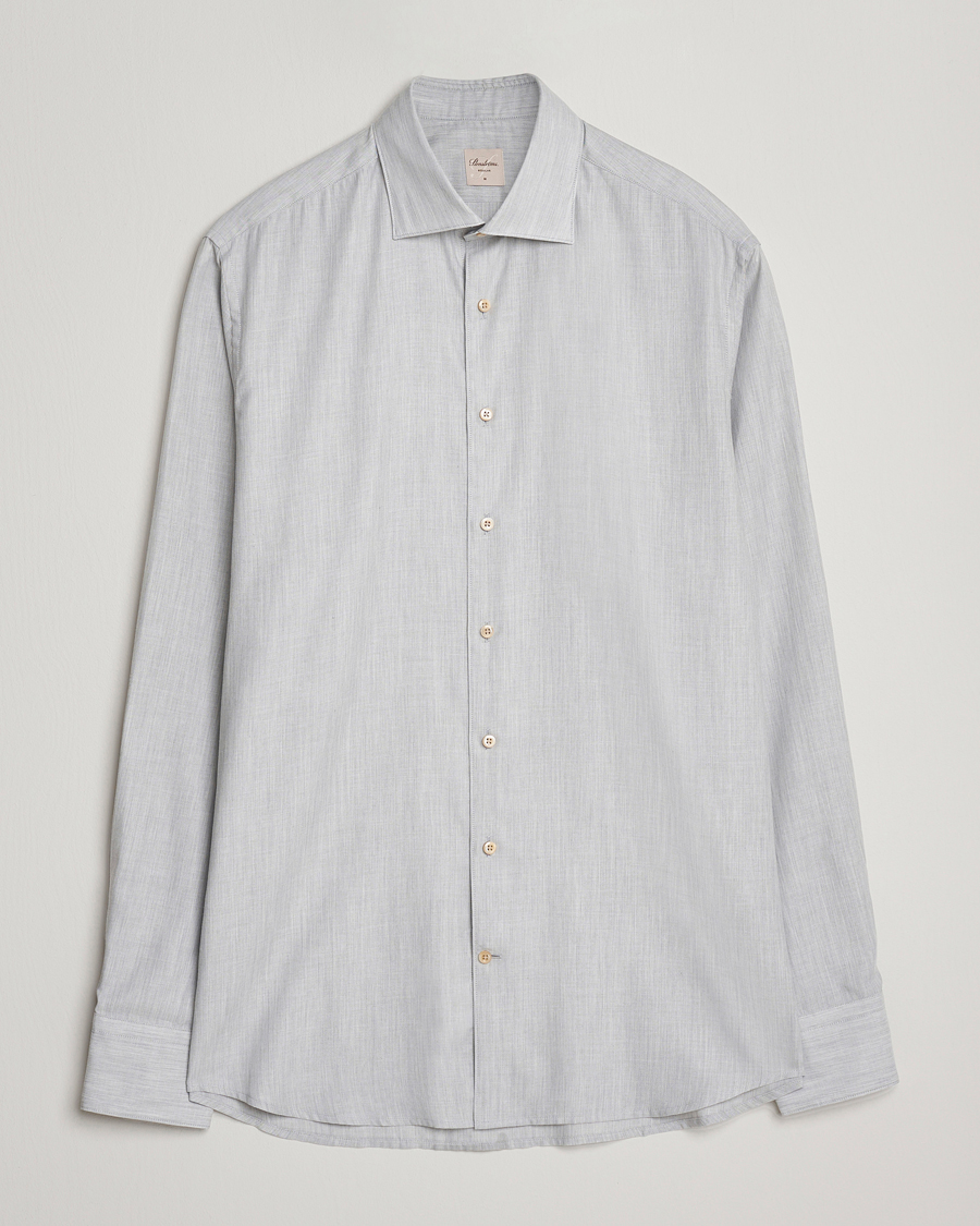 Men | Shirts | Stenströms | Regular Fit Brushed Mini Herringbone Shirt Grey
