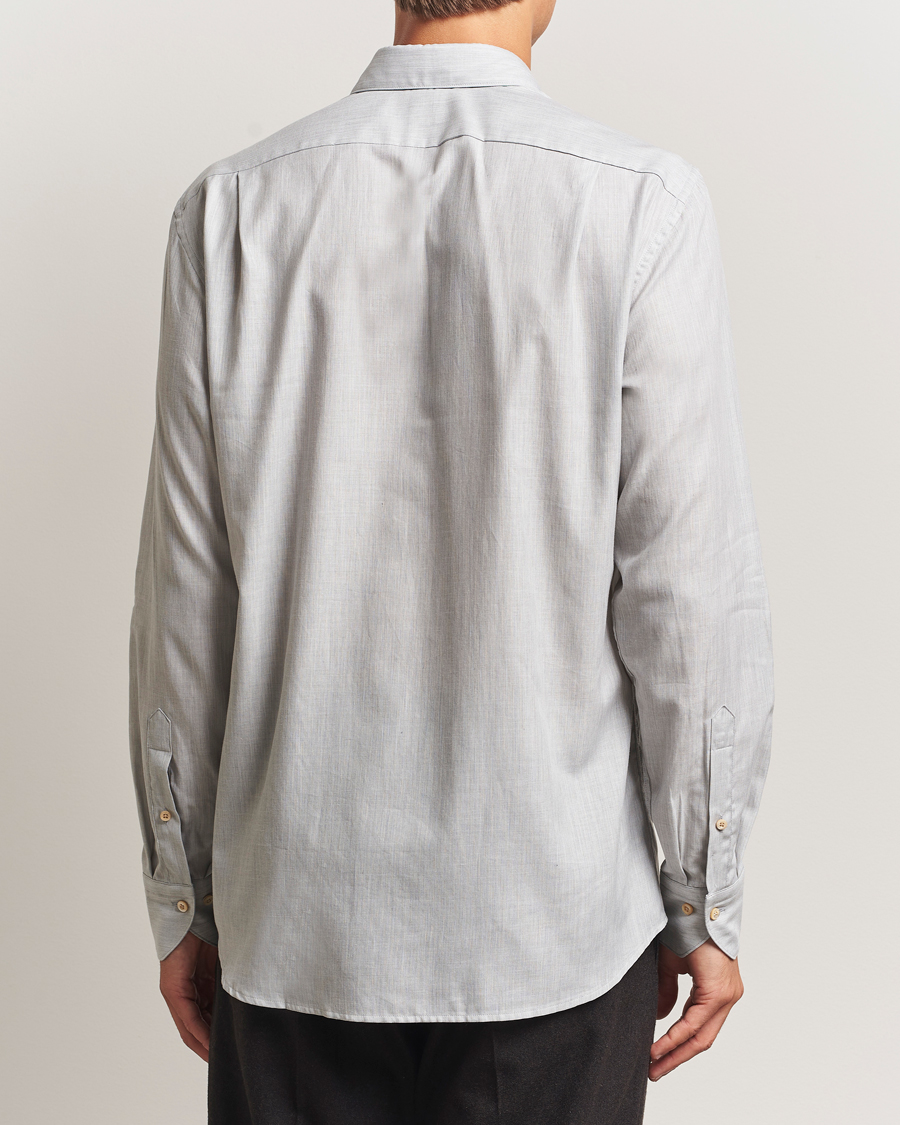 Men | Shirts | Stenströms | Regular Fit Brushed Mini Herringbone Shirt Grey