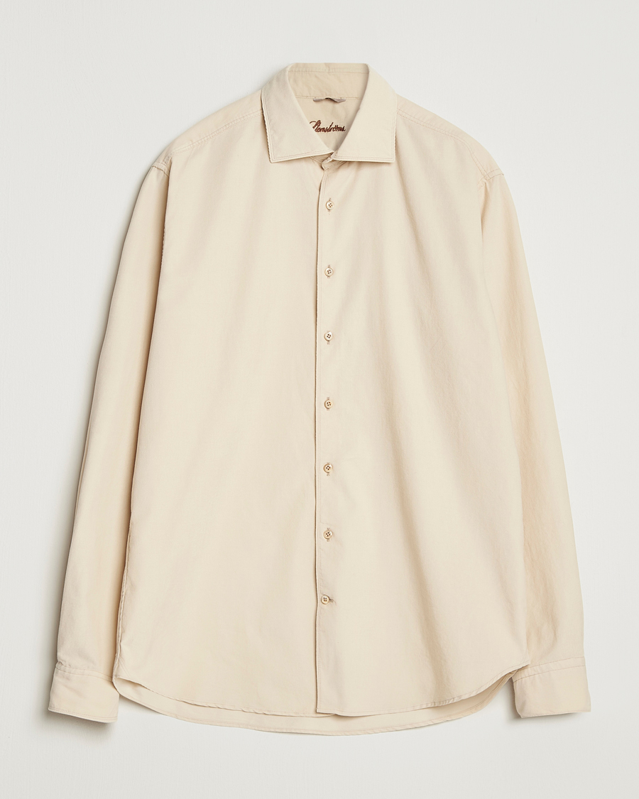 Men | Shirts | Stenströms | Regular Fit Cut Away Cord Shirt Beige