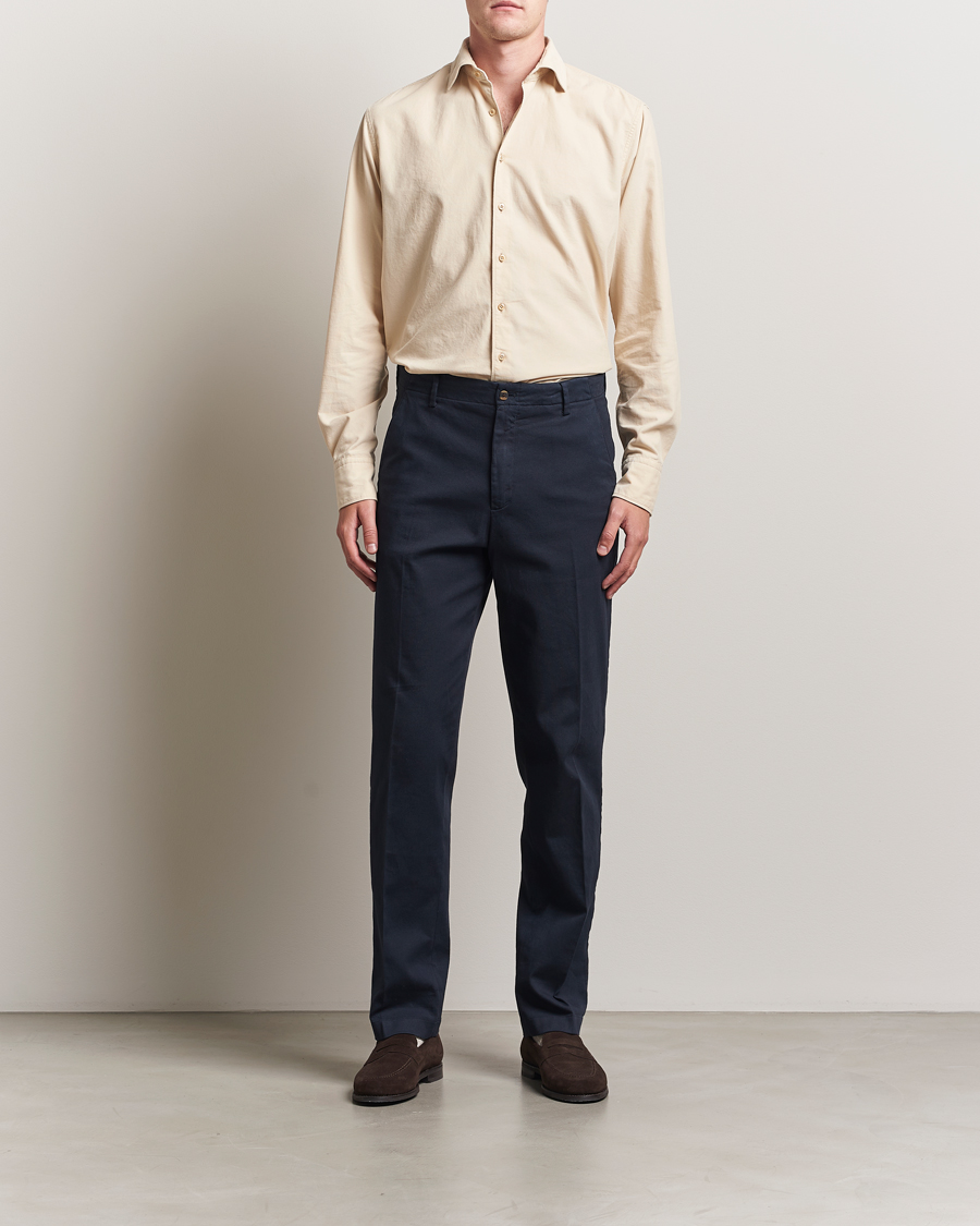 Men | Shirts | Stenströms | Regular Fit Cut Away Cord Shirt Beige