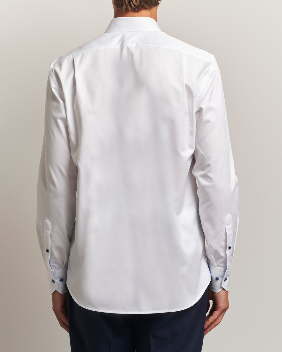 Men | Shirts | Stenströms | Regular Fit Cotton Twill Contrast Shirt White