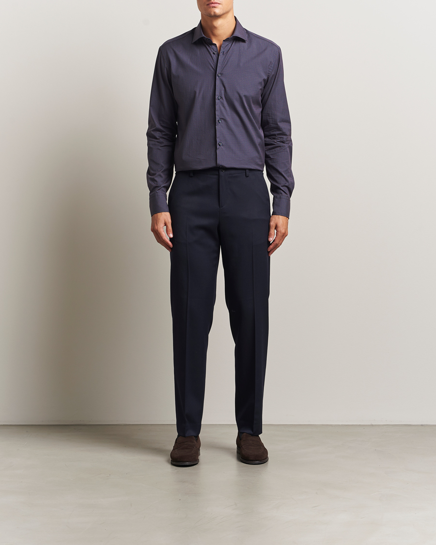 Men | Shirts | Stenströms | Regular Fit Cotton Printed Shirt Blue