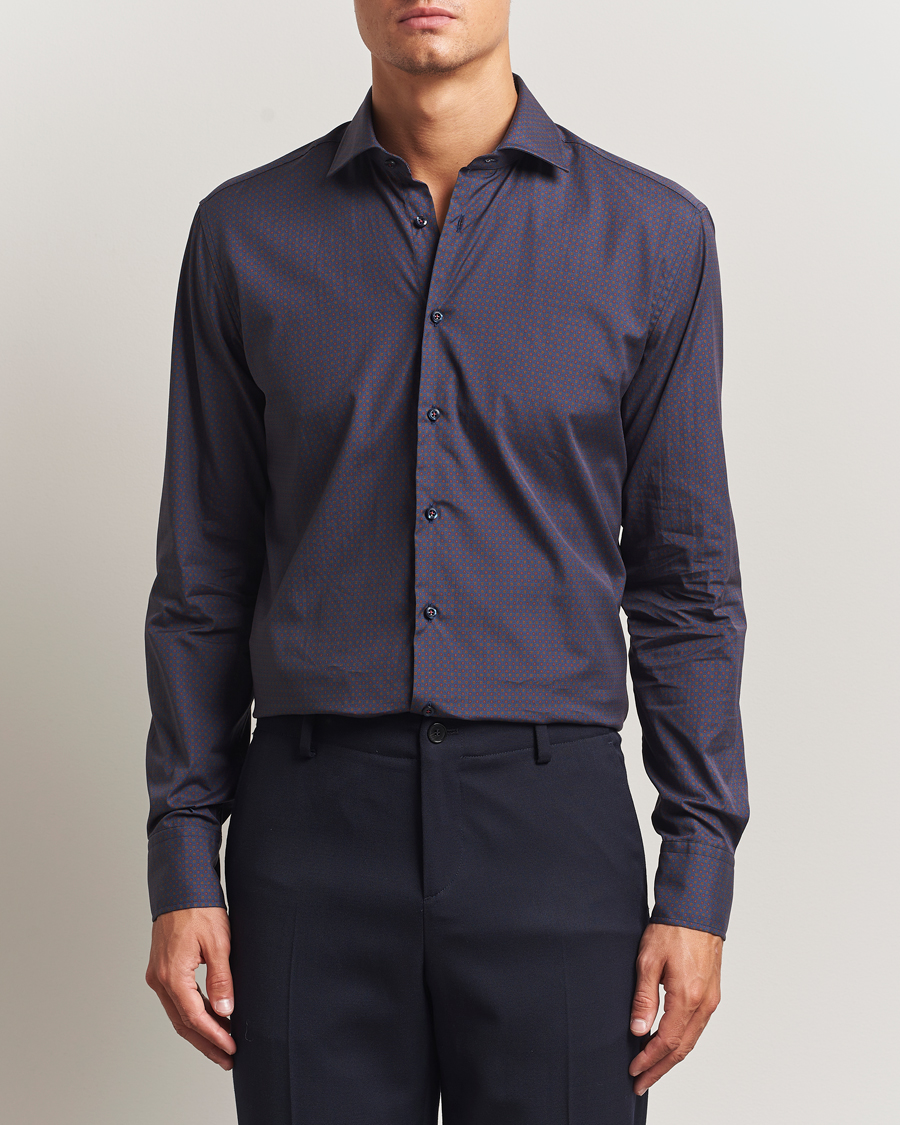 Men | Shirts | Stenströms | Regular Fit Cotton Printed Shirt Blue