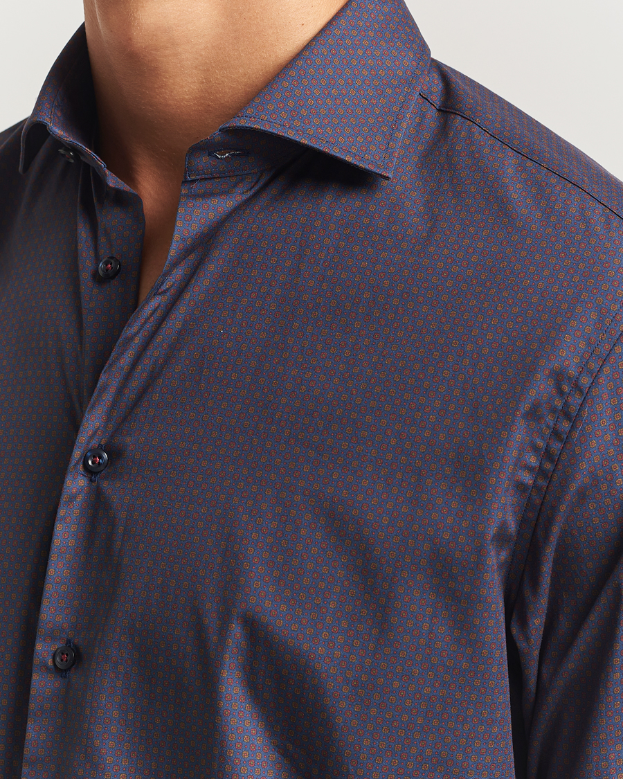 Men | Shirts | Stenströms | Regular Fit Cotton Printed Shirt Blue