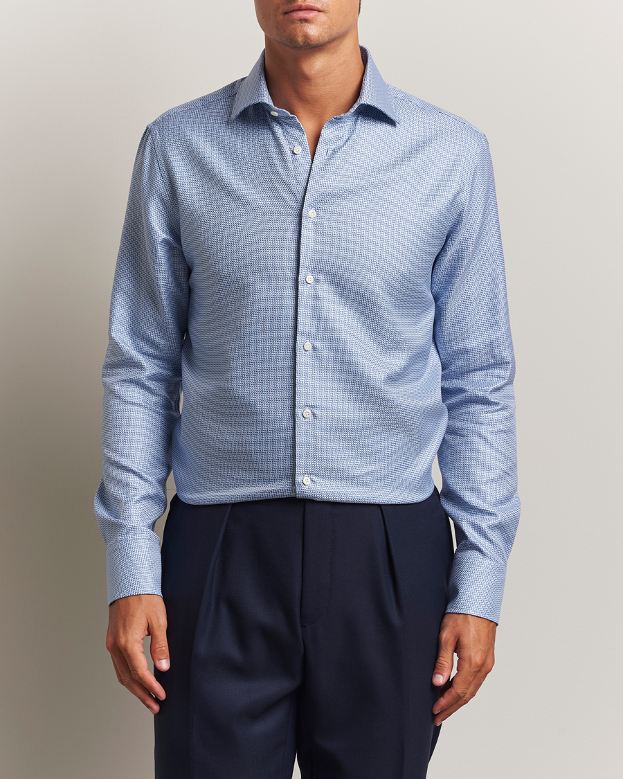 Men | Shirts | Stenströms | Regular Fit Diagonal Cut Away Shirt Blue