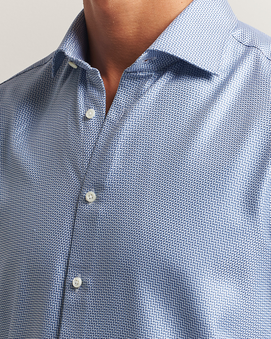 Men | Shirts | Stenströms | Regular Fit Diagonal Cut Away Shirt Blue