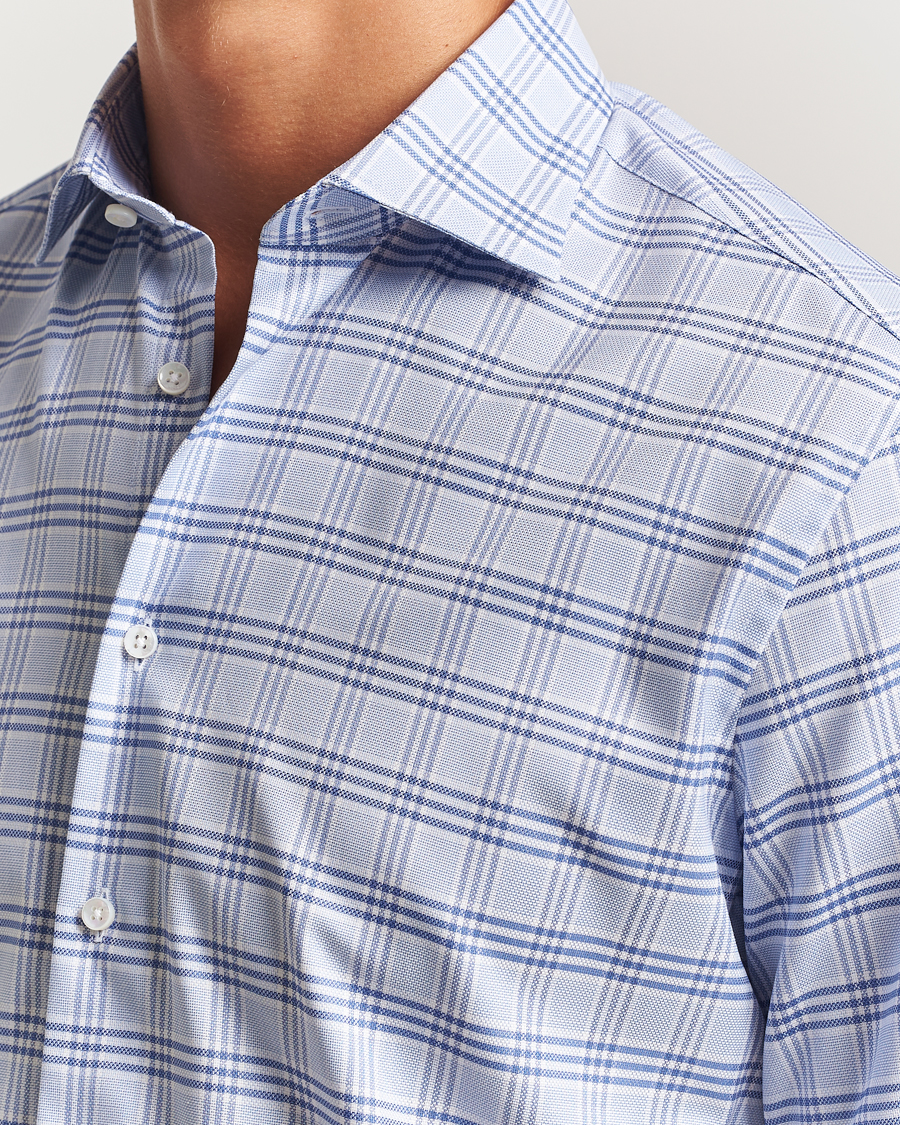 Men | Shirts | Stenströms | Regular Fit Checked Cut Away Shirt Blue