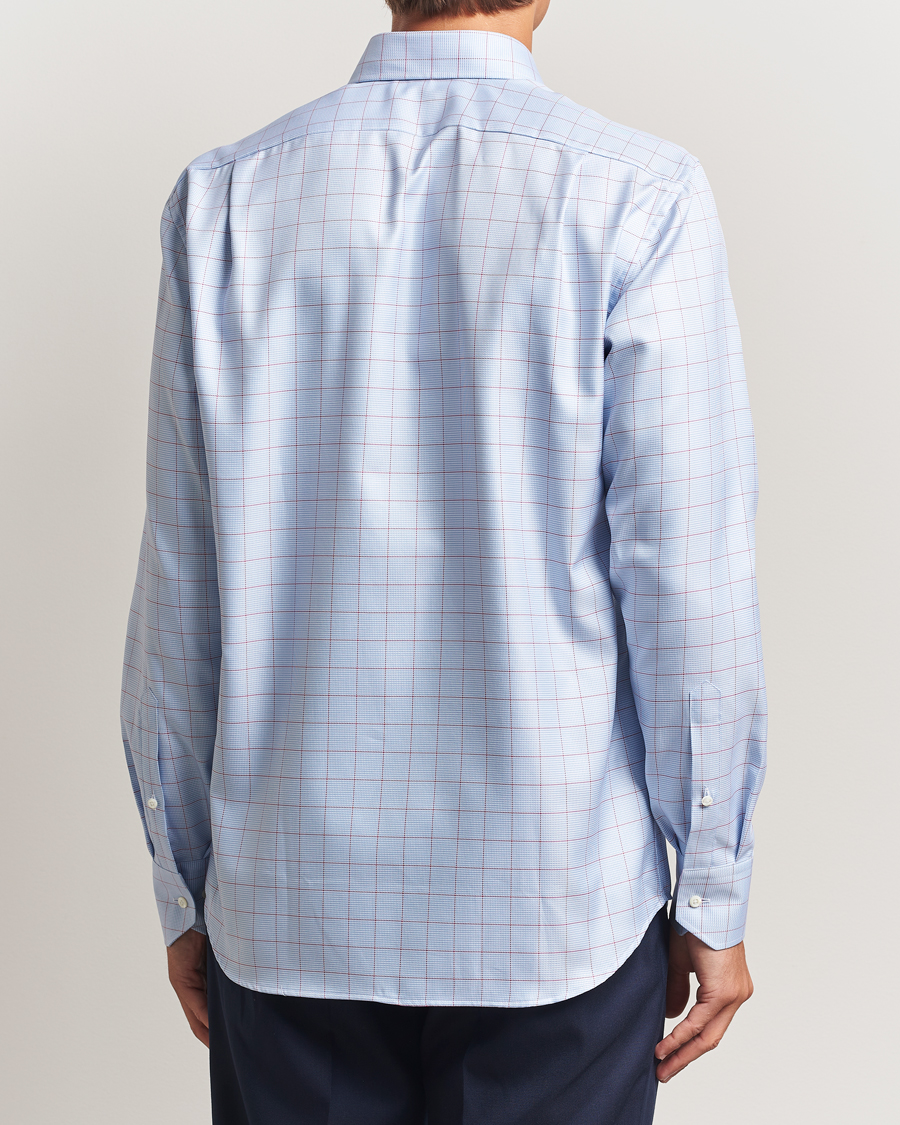 Men | Shirts | Stenströms | Regular Fit Overcheck Cut Away Shirt Blue