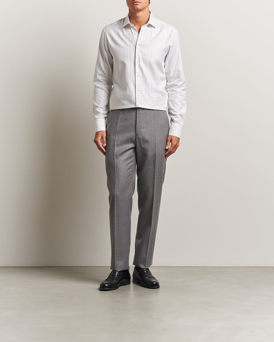 Men | Shirts | Stenströms | Regular Fit  Oxford Stripe Cut Away Shirt White