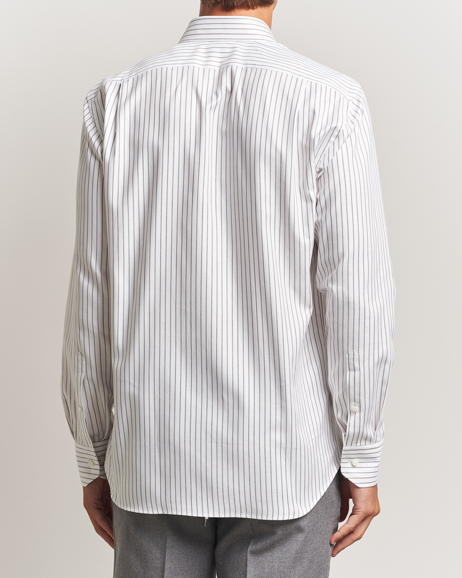 Men | Shirts | Stenströms | Regular Fit  Oxford Stripe Cut Away Shirt White