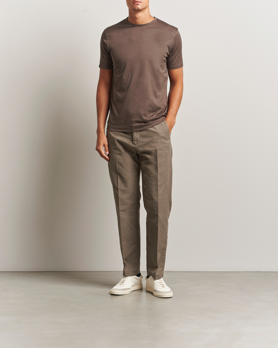 Men | T-Shirts | Sunspel | Crew Neck Q82 Cotton T-Shirt Bark