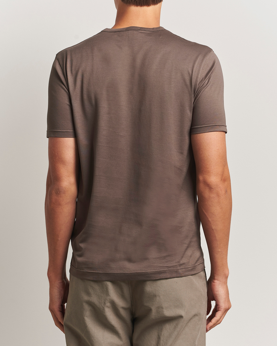 Men | T-Shirts | Sunspel | Crew Neck Q82 Cotton T-Shirt Bark