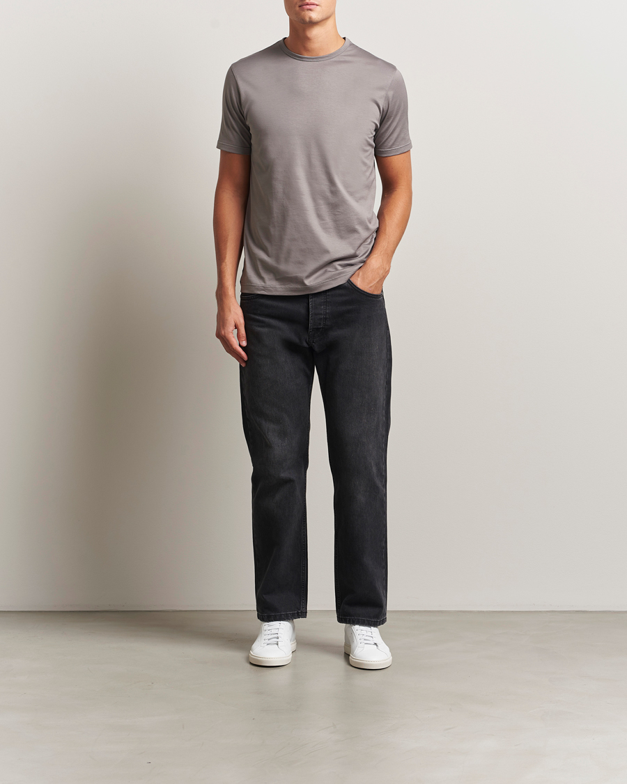 Men | T-Shirts | Sunspel | Crew Neck Q82 Cotton T-Shirt Iron Grey