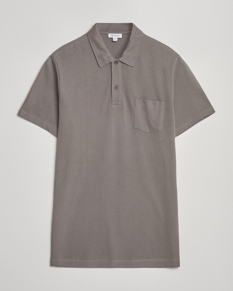 Men | Polo Shirts | Sunspel | Riviera Polo Shirt Iron Grey
