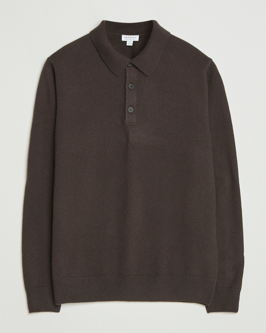 Men | Sweaters & Knitwear | Sunspel | Cashmere Polo Truffle
