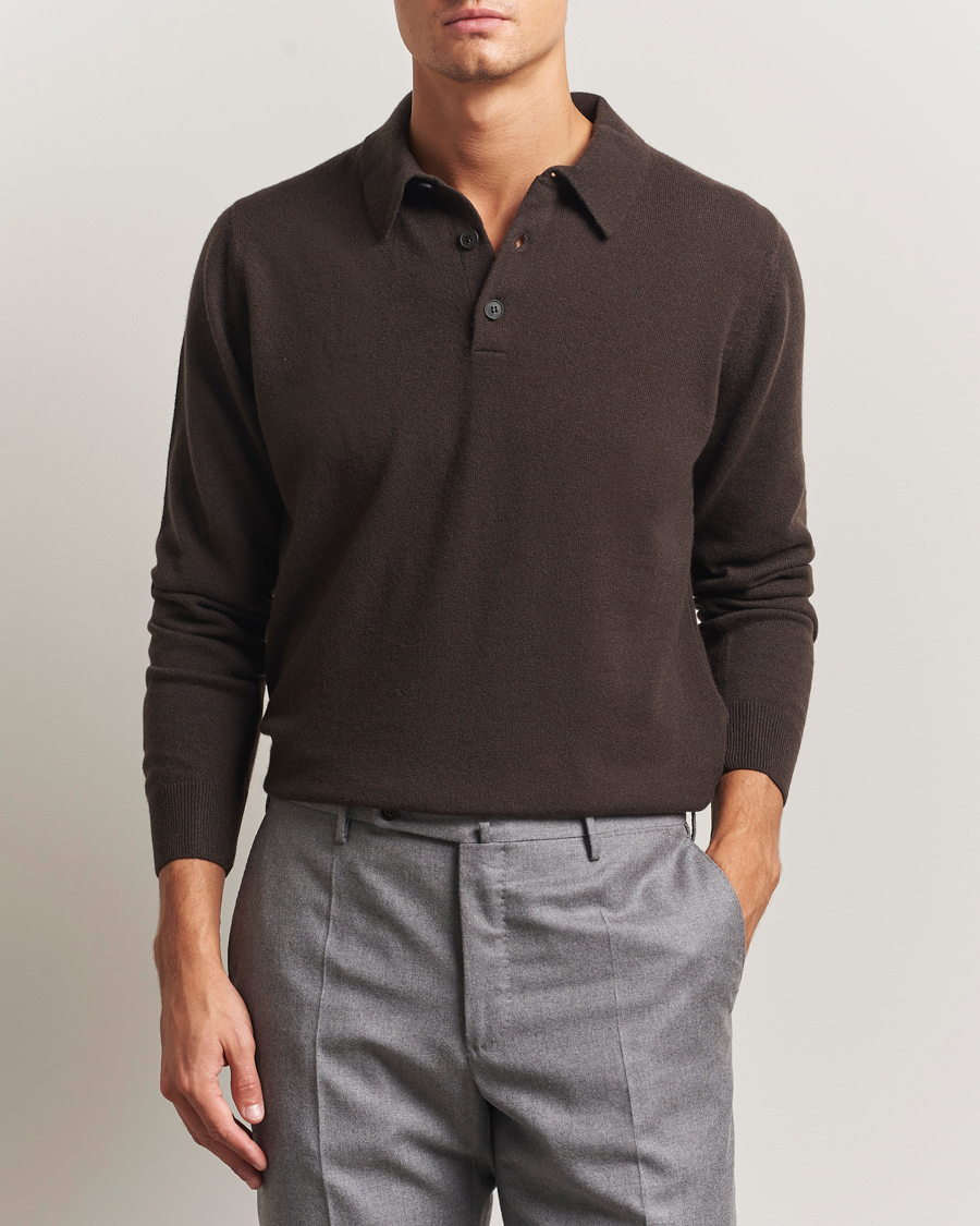 Men | Sweaters & Knitwear | Sunspel | Cashmere Polo Truffle