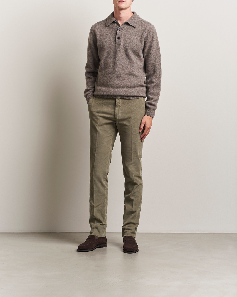 Men | Sweaters & Knitwear | Sunspel | Lambswool Poloshirt Bark