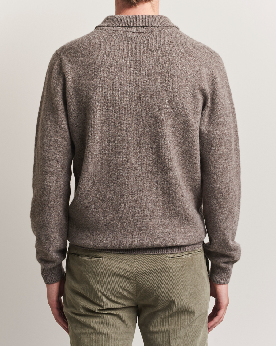 Men | Sweaters & Knitwear | Sunspel | Lambswool Poloshirt Bark