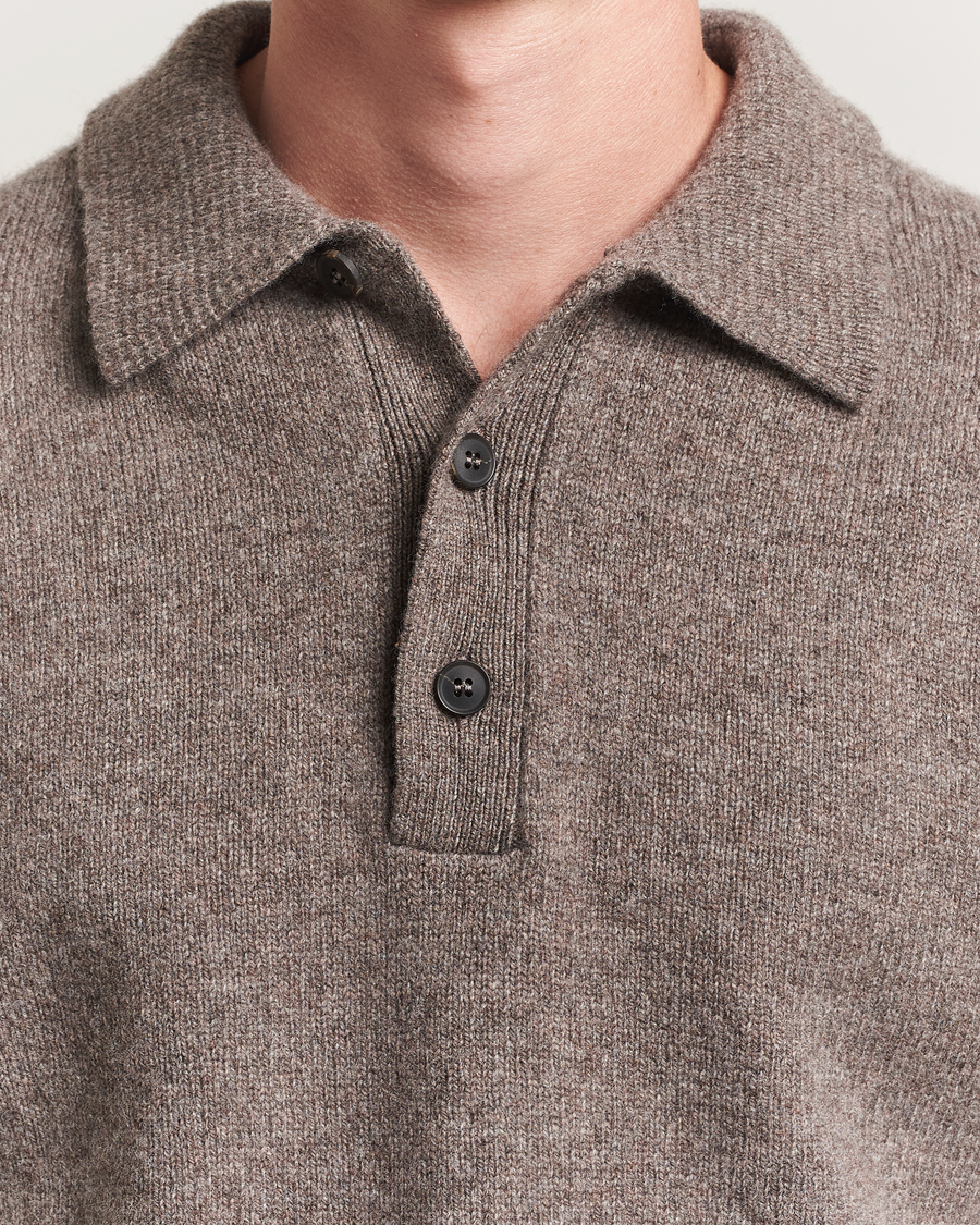 Men | Sweaters & Knitwear | Sunspel | Lambswool Poloshirt Bark