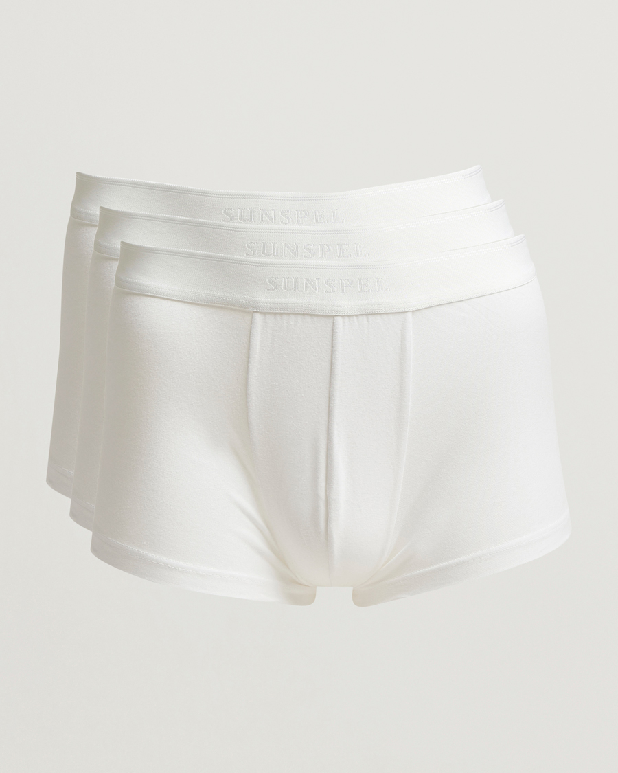Men | Underwear & Socks | Sunspel | 3-Pack Cotton Stretch Trunk White