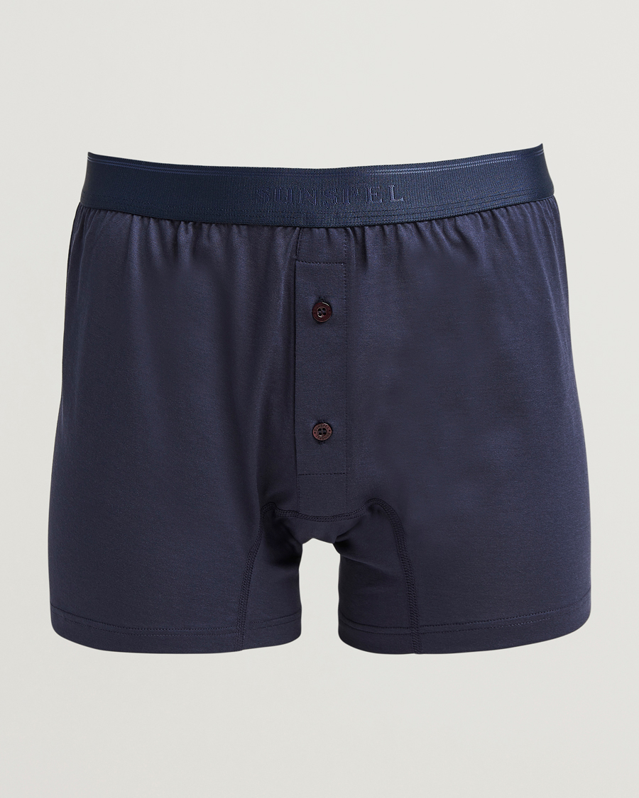 Men | Underwear & Socks | Sunspel | Superfine Two Button Cotton Navy