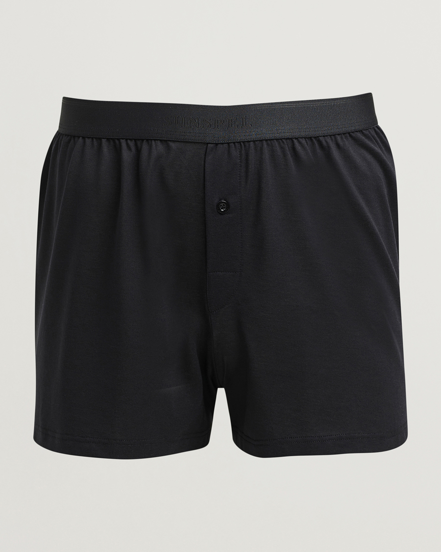 Men | Underwear & Socks | Sunspel | Superfine One Button Boxer Black