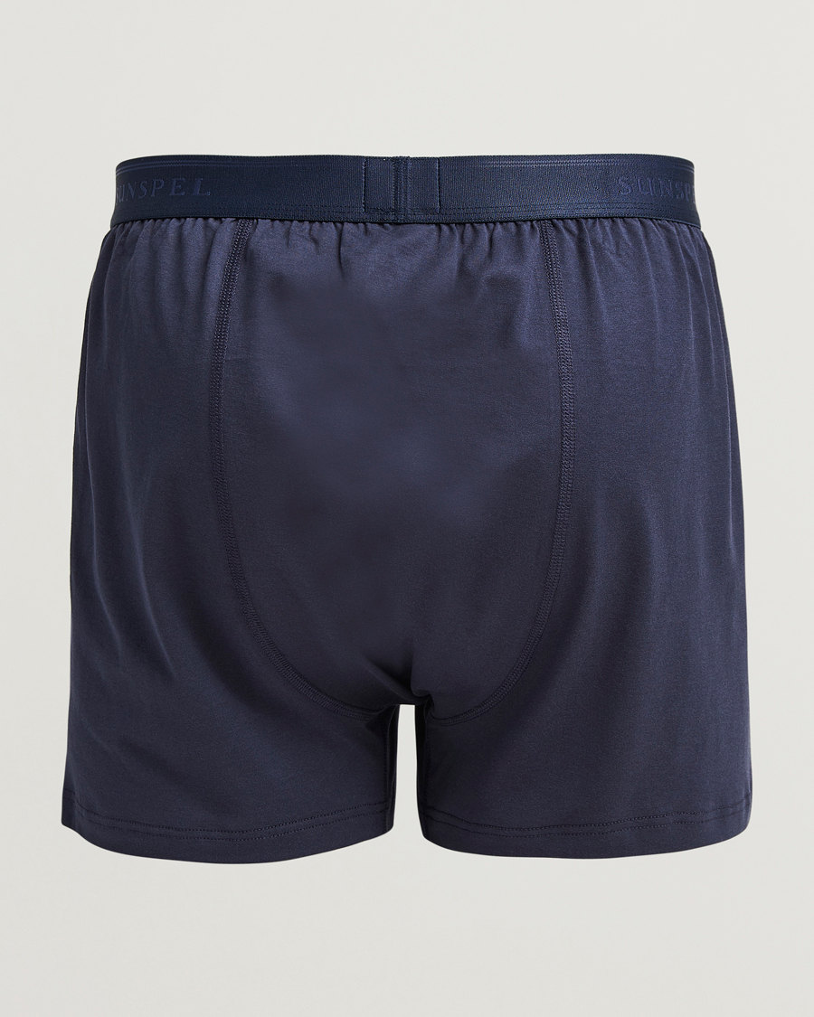 Men | Underwear & Socks | Sunspel | Superfine One Button Boxer Navy