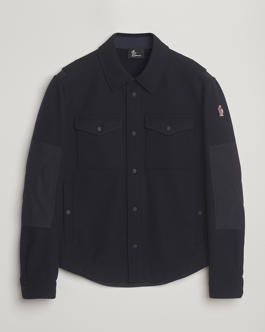 Moncler Grenoble Brushed Cotton Overshirt Navy at CareOfCarl.com