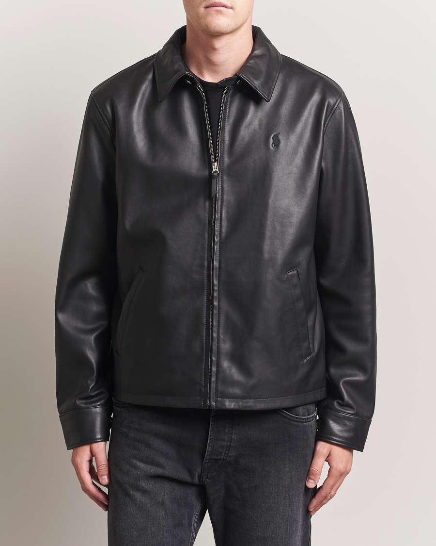 Men | Coats & Jackets | Polo Ralph Lauren | Maxwell Windbreaker Leather Jacket Polo Black