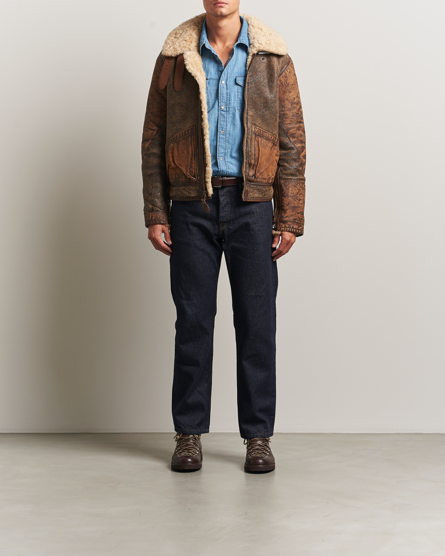 Men | Coats & Jackets | Polo Ralph Lauren | Sherling Lined Bomber Jacket Brown Earth