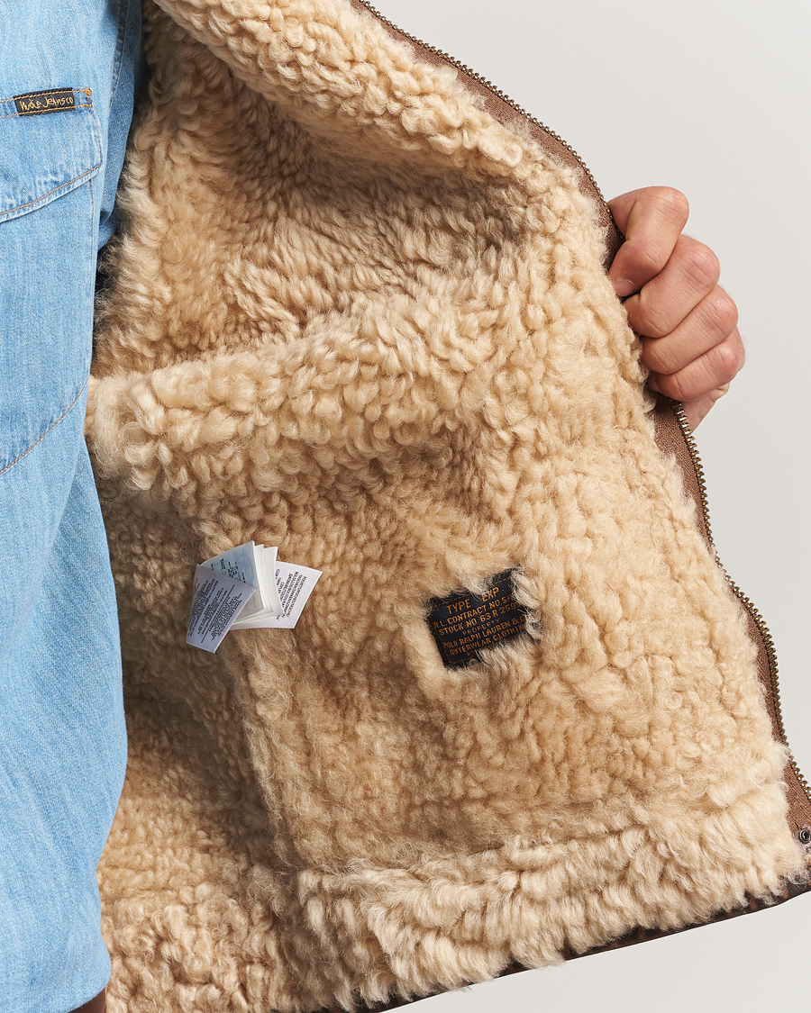 Men | Coats & Jackets | Polo Ralph Lauren | Sherling Lined Bomber Jacket Brown Earth