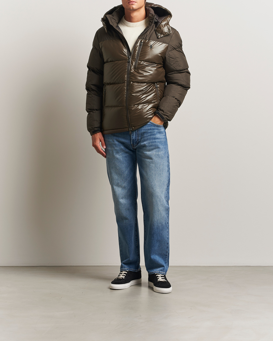 Polo Ralph Lauren Gorham Mixed Glossy Down Jacket Antique Brown at