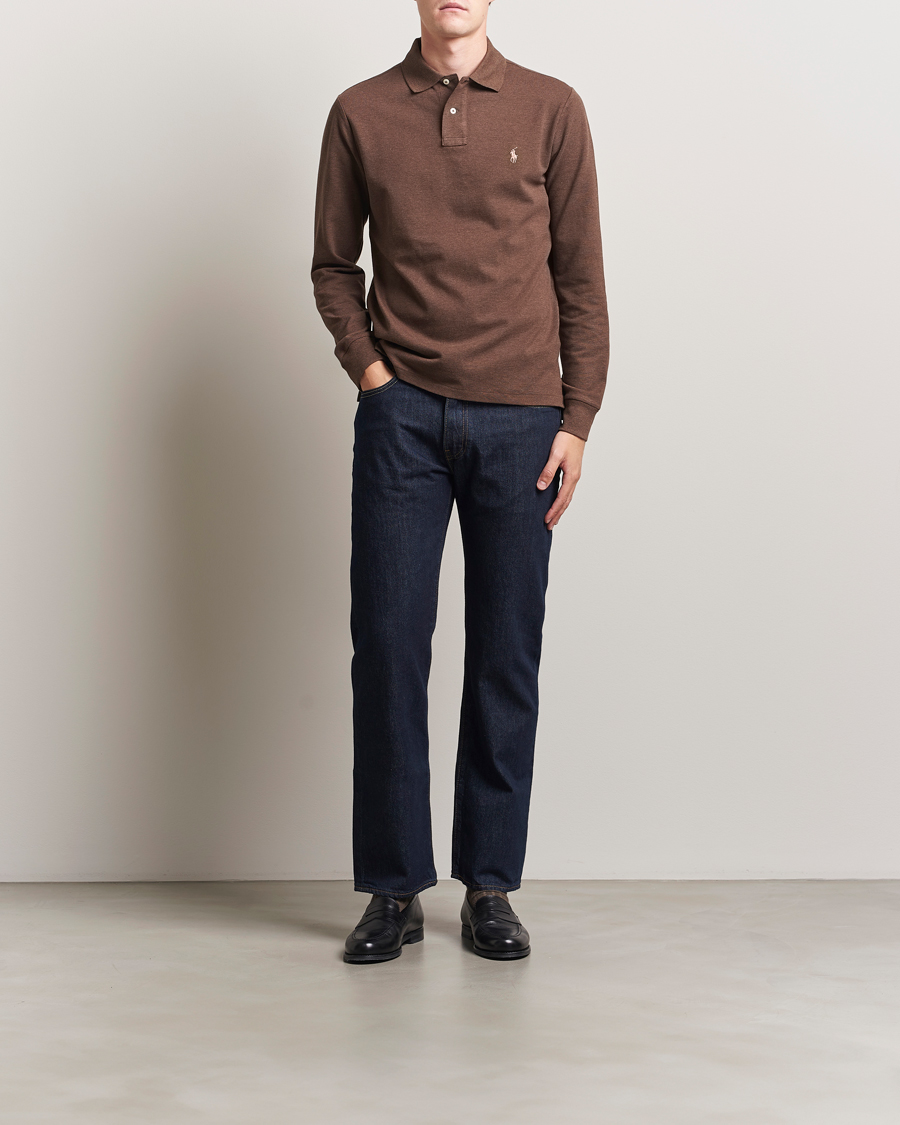 Polo Ralph Lauren Custom Slim Fit Long Sleeve Polo Nutmeg Brown